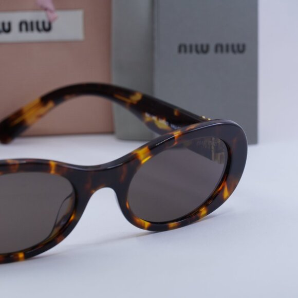 Miu Miu MU06ZS VAU06B Women Oval Sunglasses - Havana / Brown main image 7